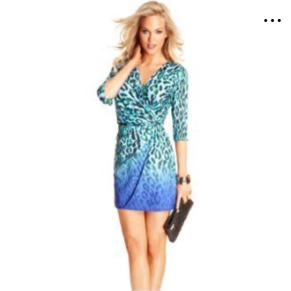 Marciano Stylish Blue and Green Wrap Dress - Size S